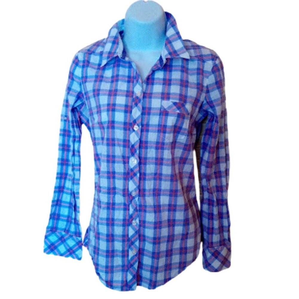 ESPRIT Vintage Purple White Checked Shirt US Medium